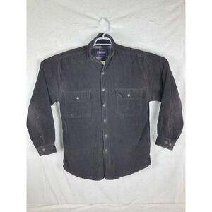 Wolverine Shirt Mens Medium Black Corduroy Button Up Flannel Lined Workwear